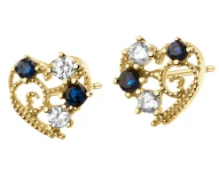Złote kolczyki z cyrkoniami - serca