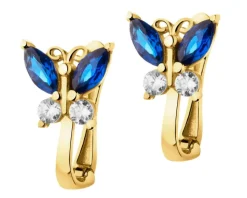 Złote kolczyki z cyrkoniami - motyle