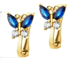 Złote kolczyki z cyrkoniami - motyle