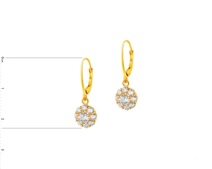 Złote kolczyki z cyrkoniami - kwiaty