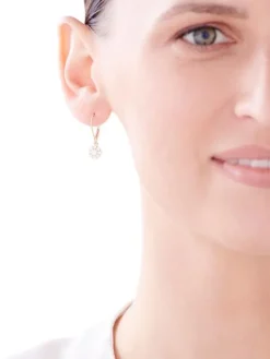 Złote kolczyki z cyrkoniami - kwiaty