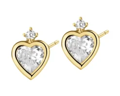 Złote kolczyki z cyrkoniami - serca