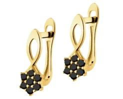 Złote kolczyki z cyrkoniami - kwiaty