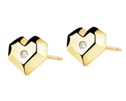 Złote kolczyki z cyrkoniami - serca
