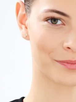 Złote kolczyki z cyrkoniami i masą perłową