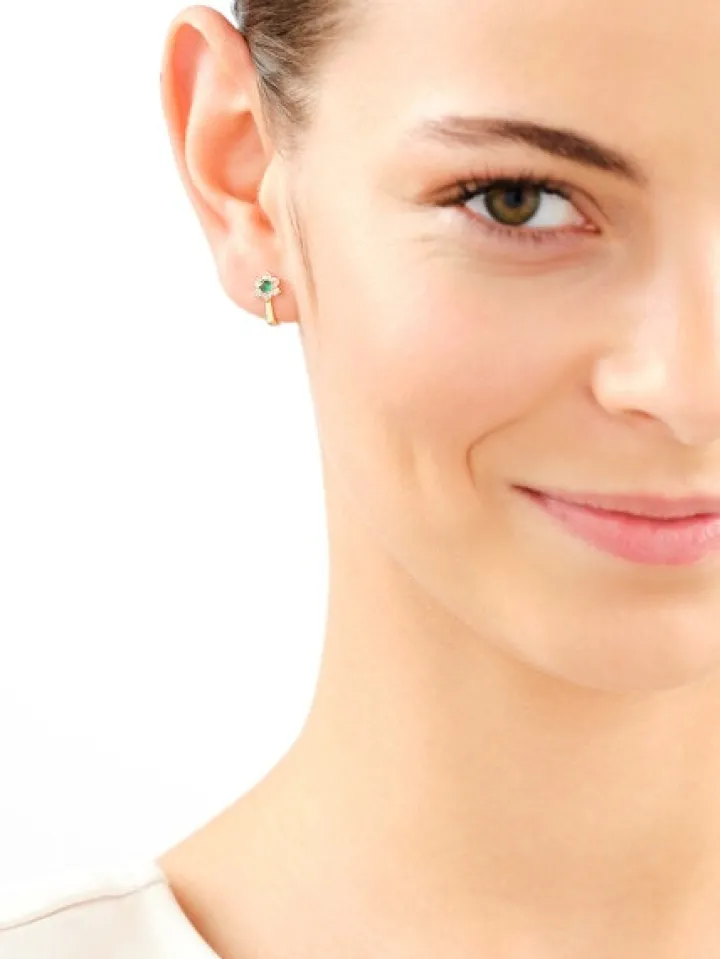 Złote kolczyki z cyrkoniami - kwiaty