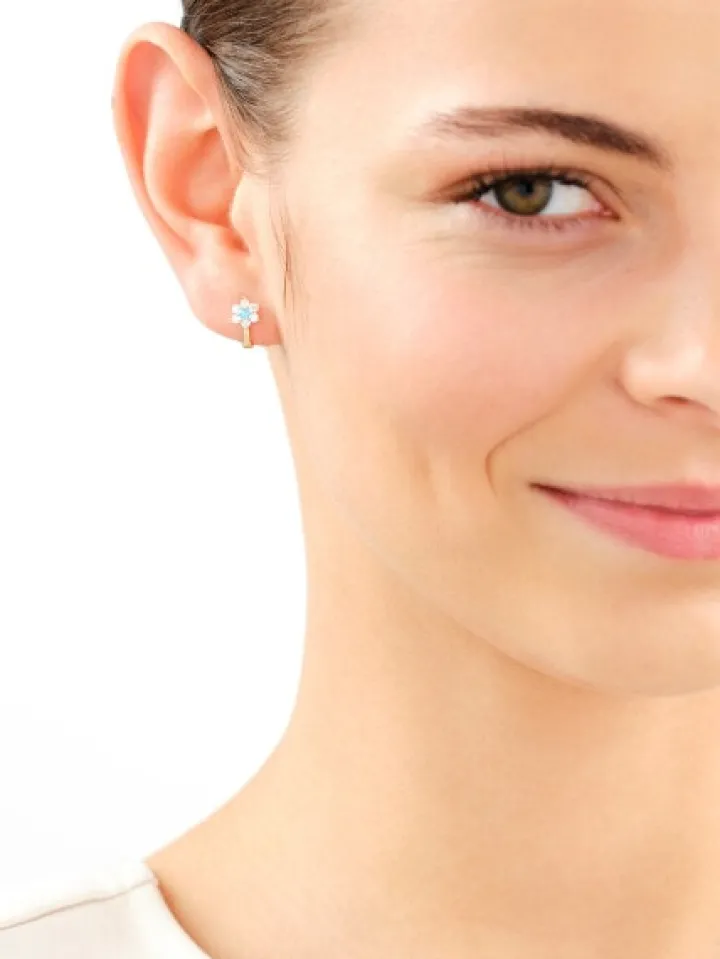 Złote kolczyki z cyrkoniami - kwiaty