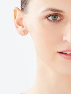 Złote kolczyki z cyrkoniami - piórka