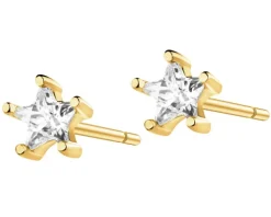 Złote kolczyki z cyrkoniami - gwiazdy