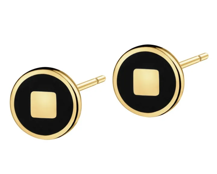 Złote kolczyki z emalią