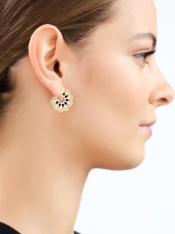 Złote kolczyki z emalią