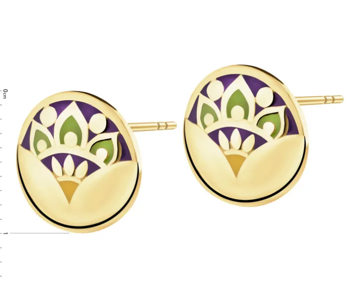 Złote kolczyki z emalią