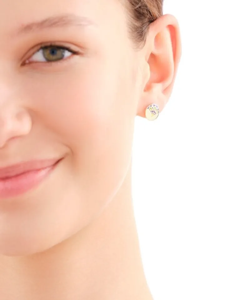 Złote kolczyki z emalią