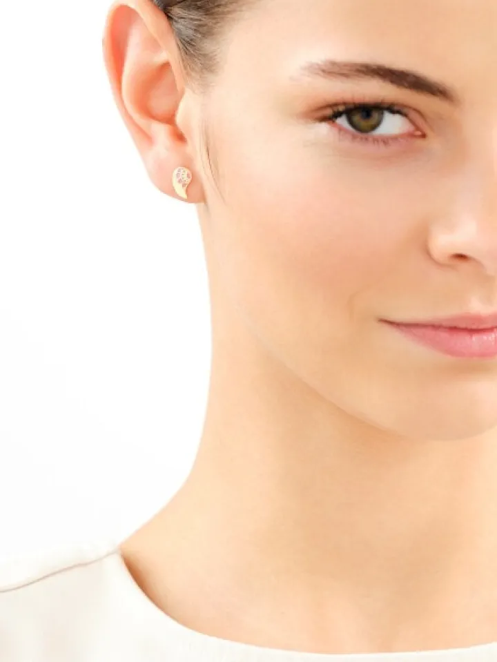 Złote kolczyki z emalią - łezki