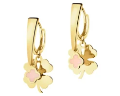 Złote kolczyki z emalią - koniczyny