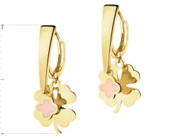 Złote kolczyki z emalią  - koniczyny