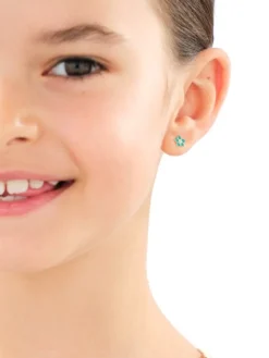 Złote kolczyki z emalią - kwiaty