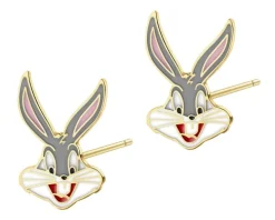 Złote kolczyki z emalią - Looney Tunes, Bugs Bunny, Warner Bros. Discovery
