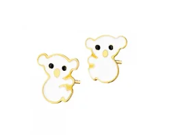 Złote kolczyki z emalią - misie koala