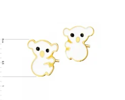 Złote kolczyki z emalią - misie koala