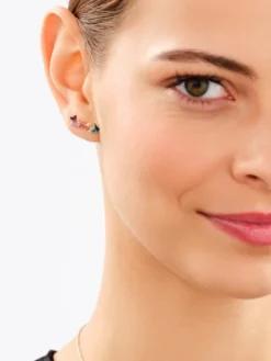 Złote kolczyki z emalią - motyle