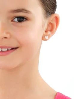 Złote kolczyki z emalią - motyle