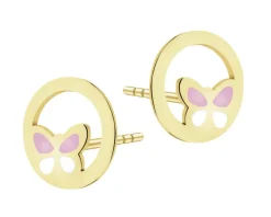 Złote kolczyki z emalią - motyle