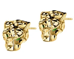 Złote kolczyki z emalią - pumy