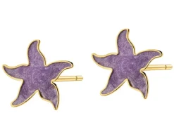 Złote kolczyki z emalią - rozgwiazdy
