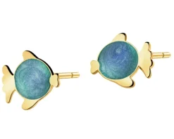 Złote kolczyki z emalią - ryby