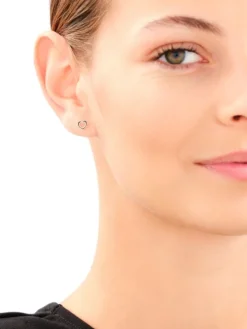 Złote kolczyki z emalią - serca