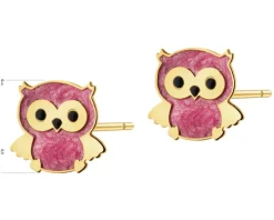 Złote kolczyki z emalią - sowy