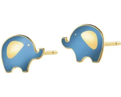 Złote kolczyki z emalią - słonie