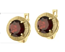 Złote kolczyki z granatami syntetycznymi