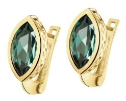 Złote kolczyki z korundami syntetycznymi