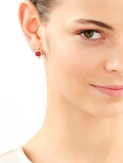 Złote kolczyki z korundami syntetycznymi