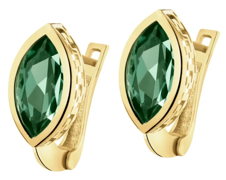 Złote kolczyki z korundami syntetycznymi