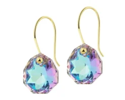 Złote kolczyki z kryształami syntetycznymi