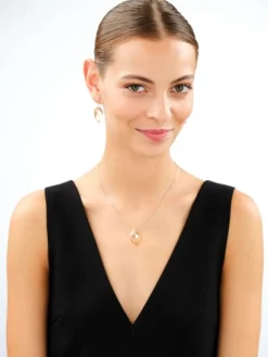 Złote kolczyki z kryształami syntetycznymi - liście