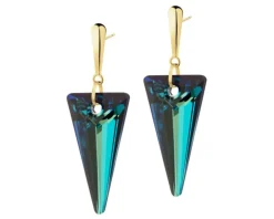 Złote kolczyki z kryształami syntetycznymi