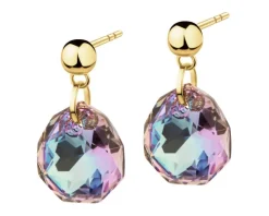 Złote kolczyki z kryształami syntetycznymi