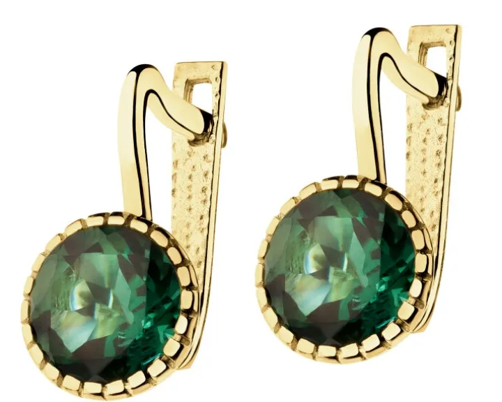 Złote kolczyki z kwarcami syntetycznymi