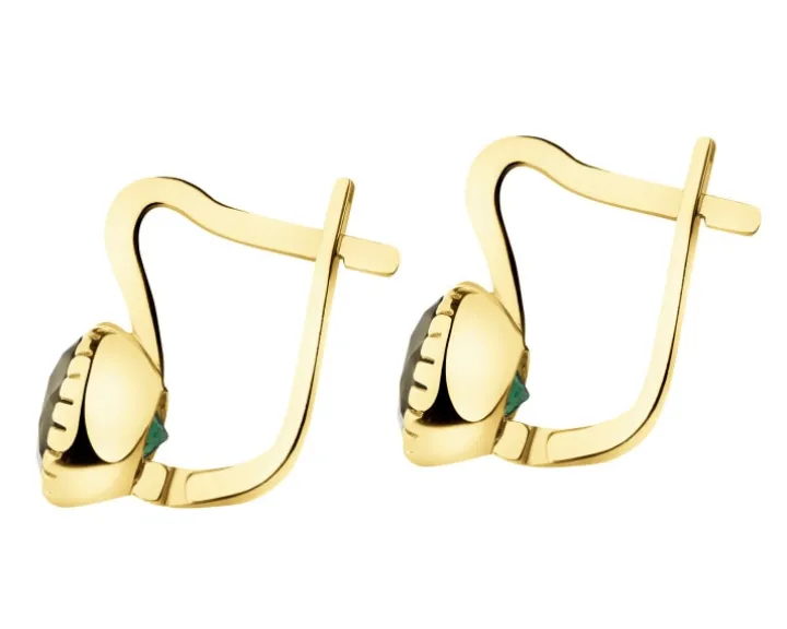 Złote kolczyki z kwarcami syntetycznymi