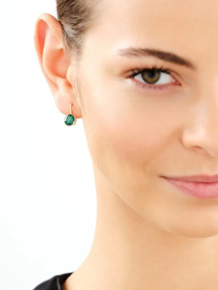 Złote kolczyki z kwarcami syntetycznymi