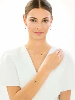 Złote kolczyki z malachitami syntetycznymi - motyle