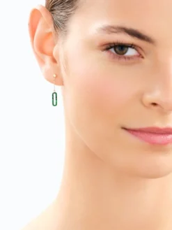 Złote kolczyki z malachitem syntetycznym - nieskończoność