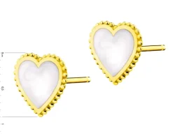 Złote kolczyki z masą perłową - serca