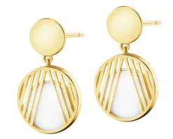 Złote kolczyki z masą perłową