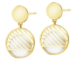 Złote kolczyki z masą perłową