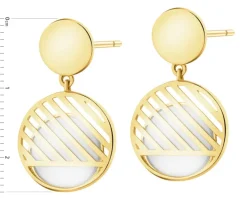 Złote kolczyki z masą perłową